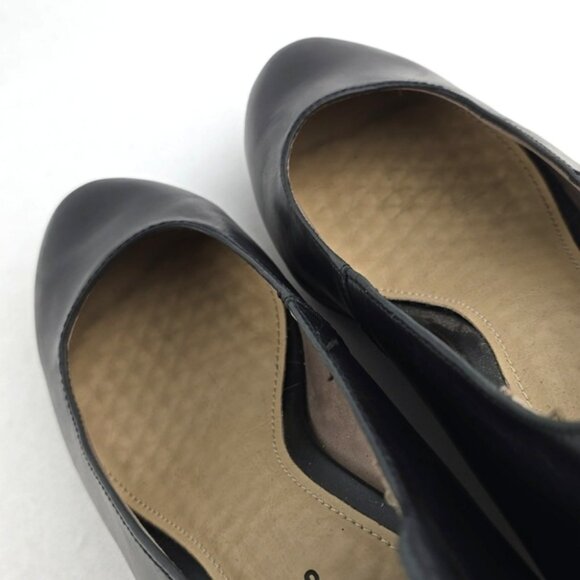 Hush Puppies Women's Black Leather Wedge Almond Toe Shoes Cushioned Size 9 - Picture 11 of 16